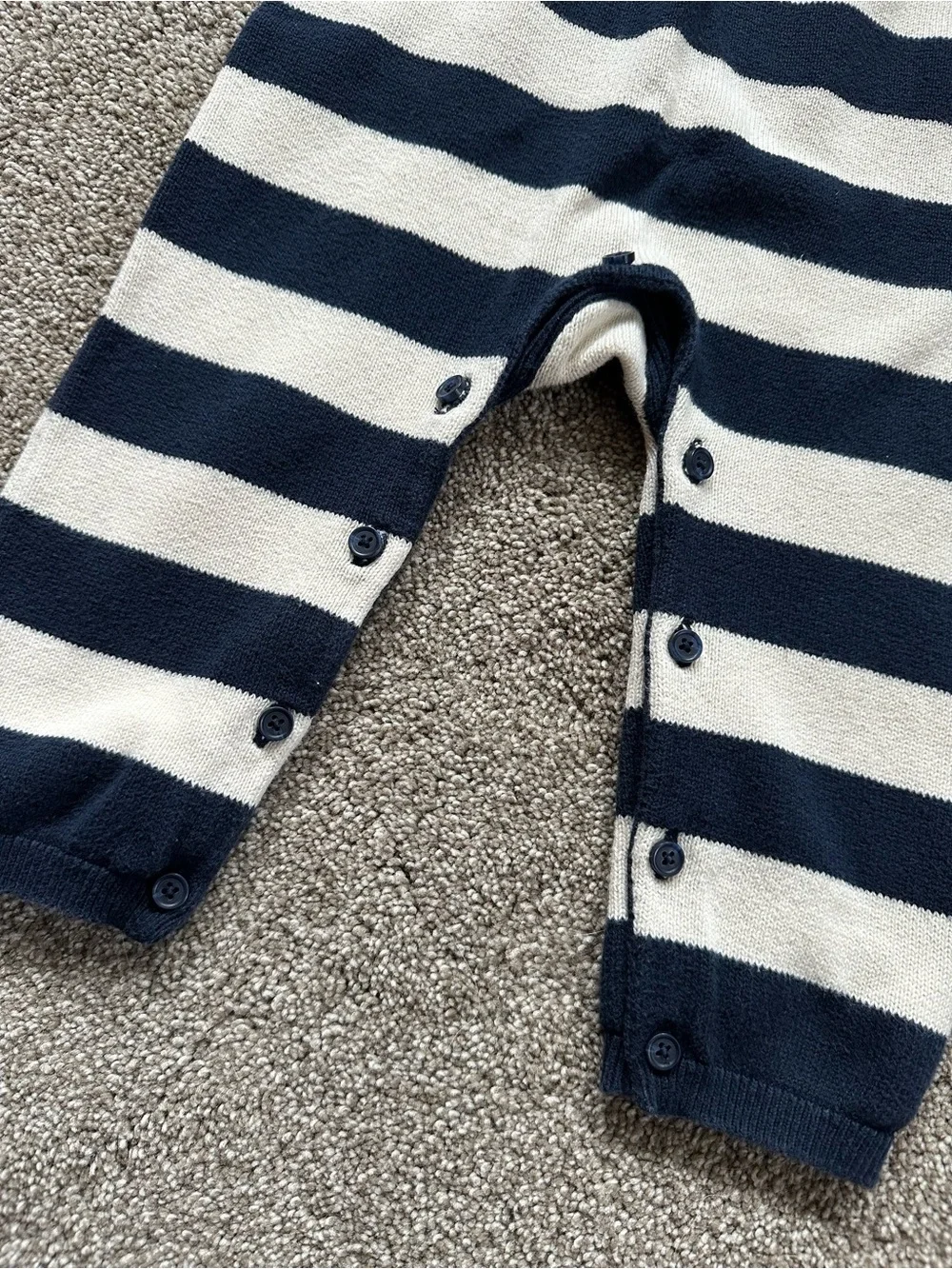 Baby GAP Navy & Cream Striped Knit One-Piece Sweater